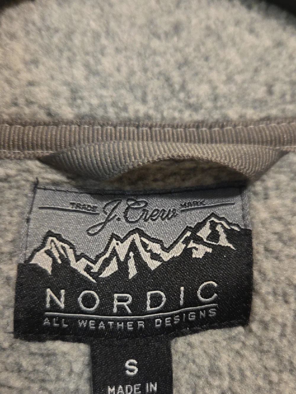 J. Crew Mens Grey Nordic Zip Pullover Jacket All Weather Polartec Sweater Fleece